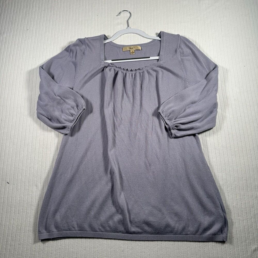 Motto Women’s 1X Gray Knit Tunic Top Gathered Neck 3/4 Sleeve Casual